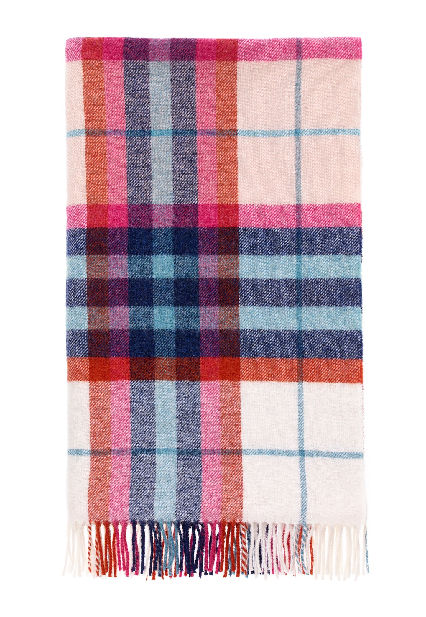 Bronte By Moon Falmouth Shetland Wool Throw Blanket,Ivory/ Red