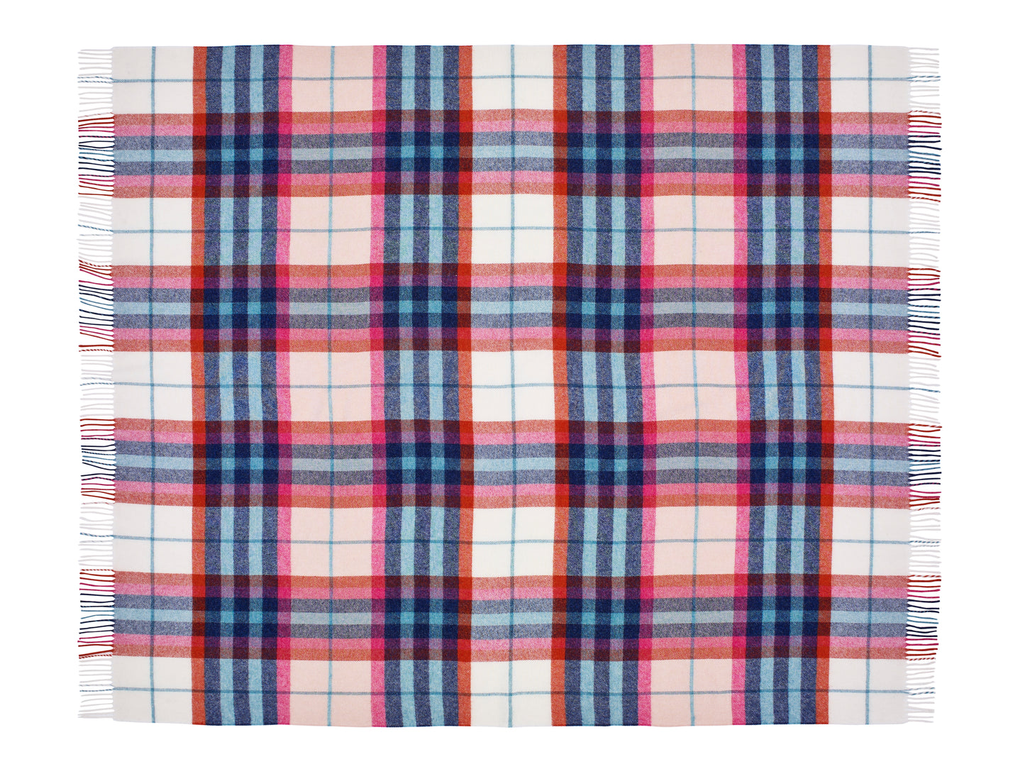 Bronte By Moon Falmouth Shetland Wool Throw Blanket,Ivory/ Red