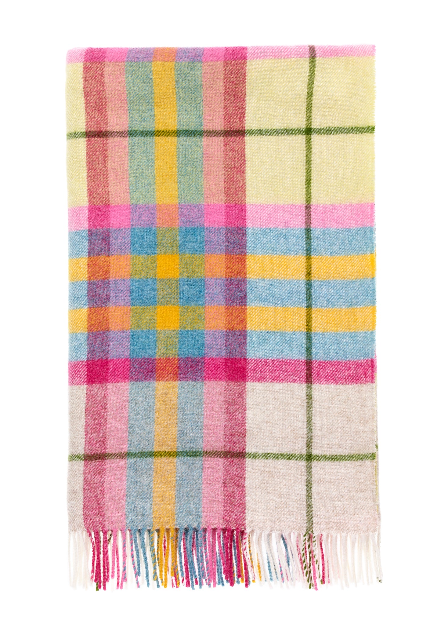Bronte By Moon Falmouth Shetland Wool Throw Blanket,Ivory/ Pink