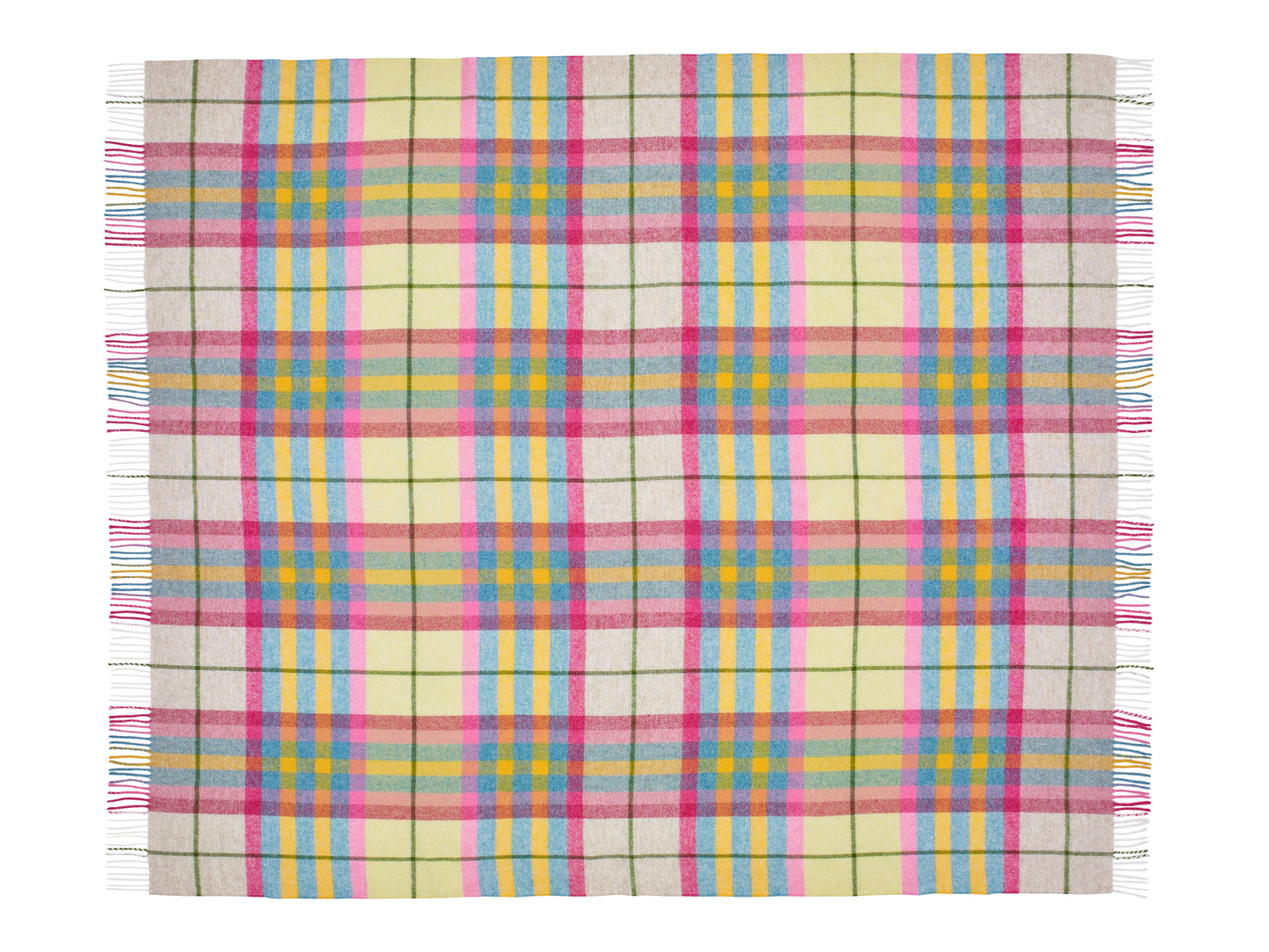 Bronte By Moon Falmouth Shetland Wool Throw Blanket,Ivory/ Pink