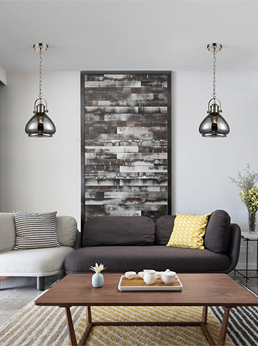 Vista Smoked Glass Pendant, Satin Nickel Finish