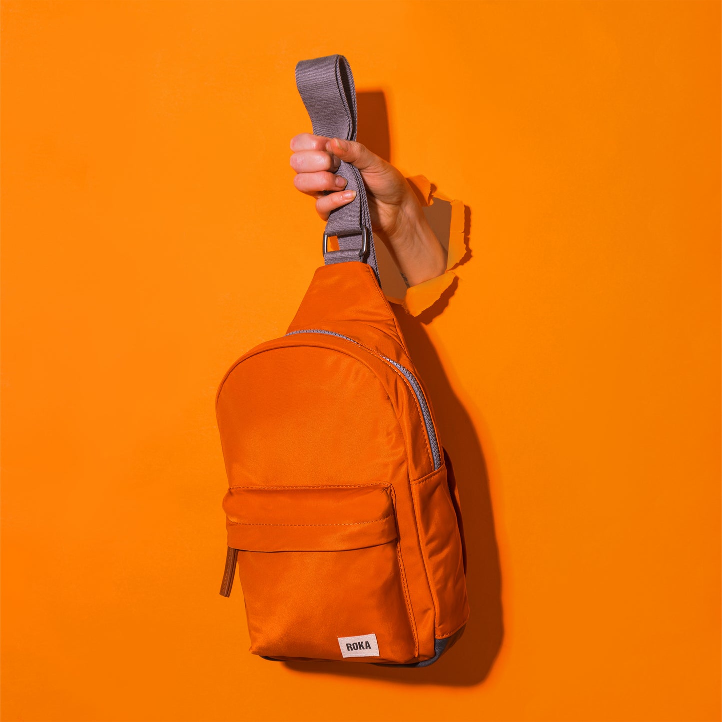 Roka London Willesden B Sustainable Crossbody Bag, Burnt Orange