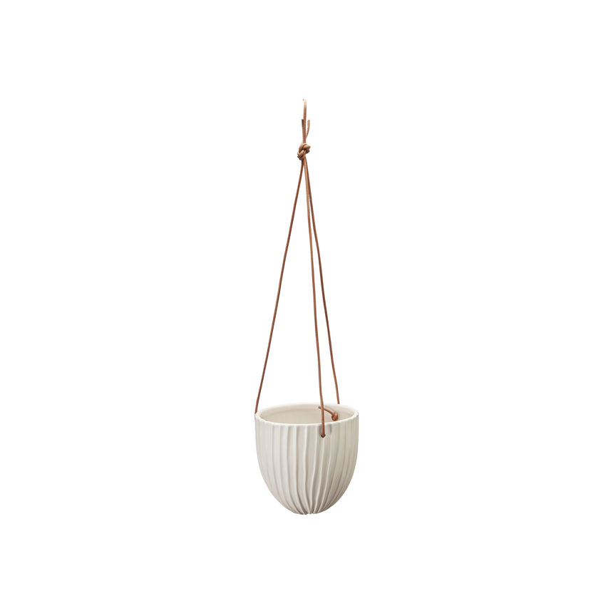 Wikholm Estrid Ceramic Hanging PLant Pot, Matt White