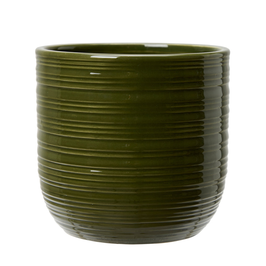 Wikholm Addison Ceramic Plant Pot, Green