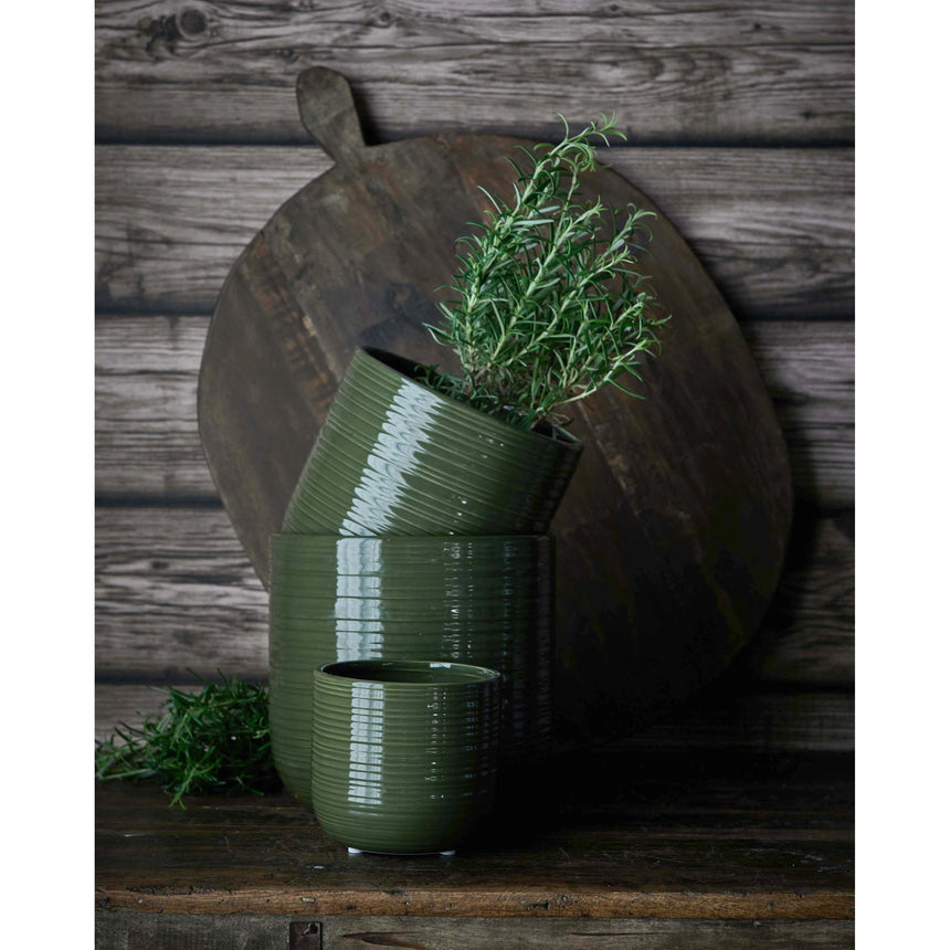 Wikholm Addison Ceramic Plant Pot, Green