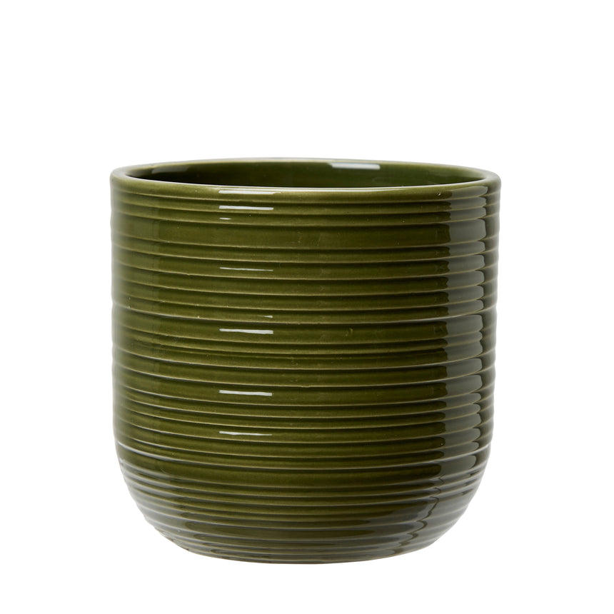 Wikholm Addison Ceramic Plant Pot, Green