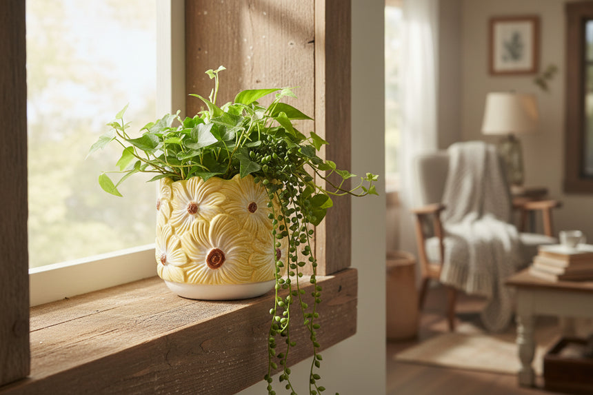 Wikholm Esther Ceramic Plant Pot, Yellow