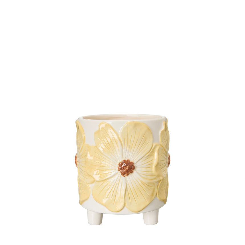 Wikholm Esther Footed Ceramic Plant Pot, Yellow