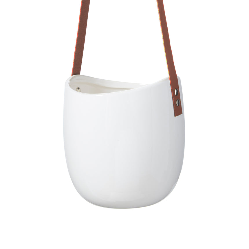 Wikholm Estrid Ceramic Hanging PLant Pot, Gloss White