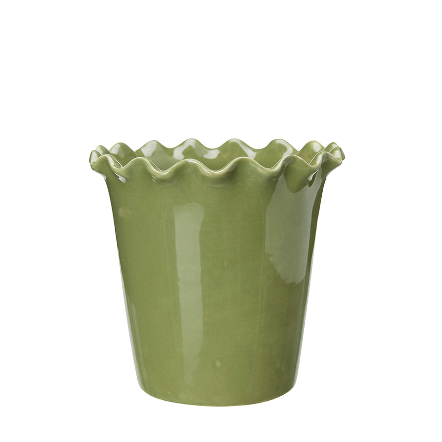 Wikholm Vanda Ceramic Plant Pot, Green