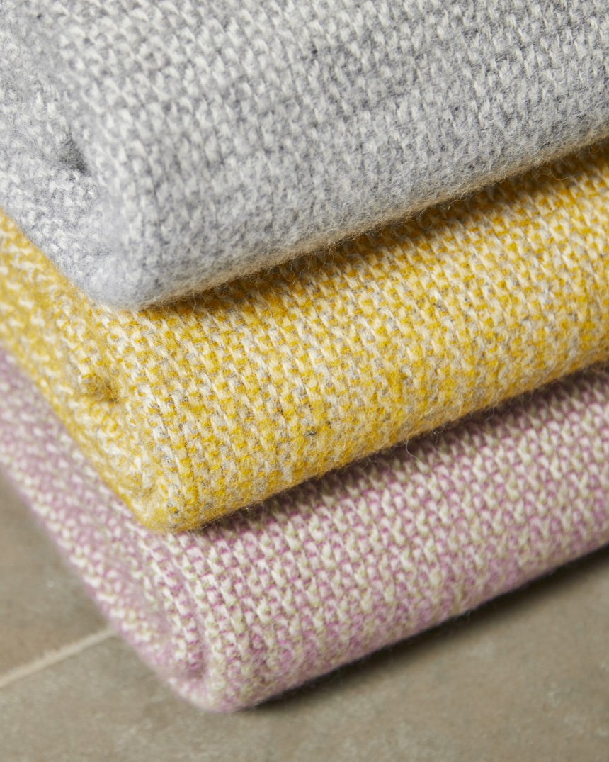 Tweedmill Illusion Pure New Wool Throw, Yellow & Grey