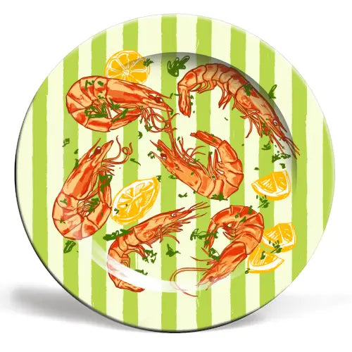 Shrimps Striped Ceramic Dinner Plate By Ezbie
