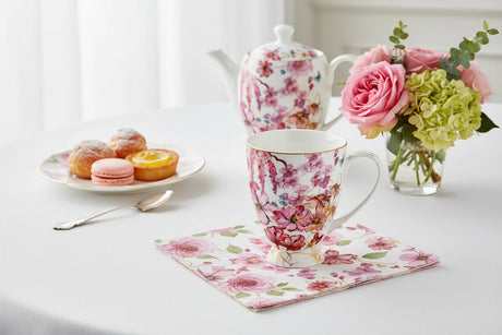 Mug with floral design on a white background
