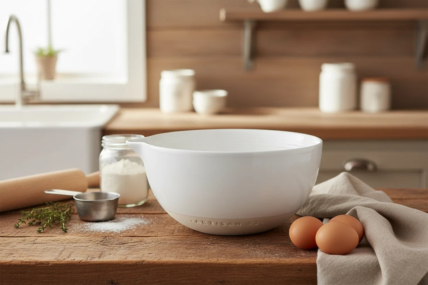 White ceramic bowl on a white background