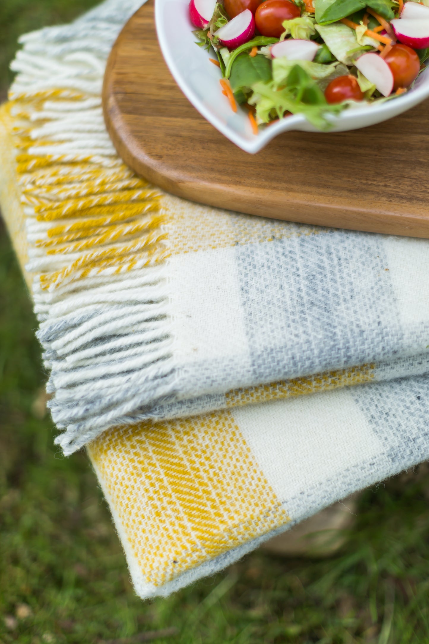 Tweedmill Meadow Check Pure New Wool Throw, Yellow