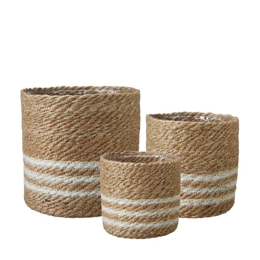 Wikholm Natural Jute Planter, White