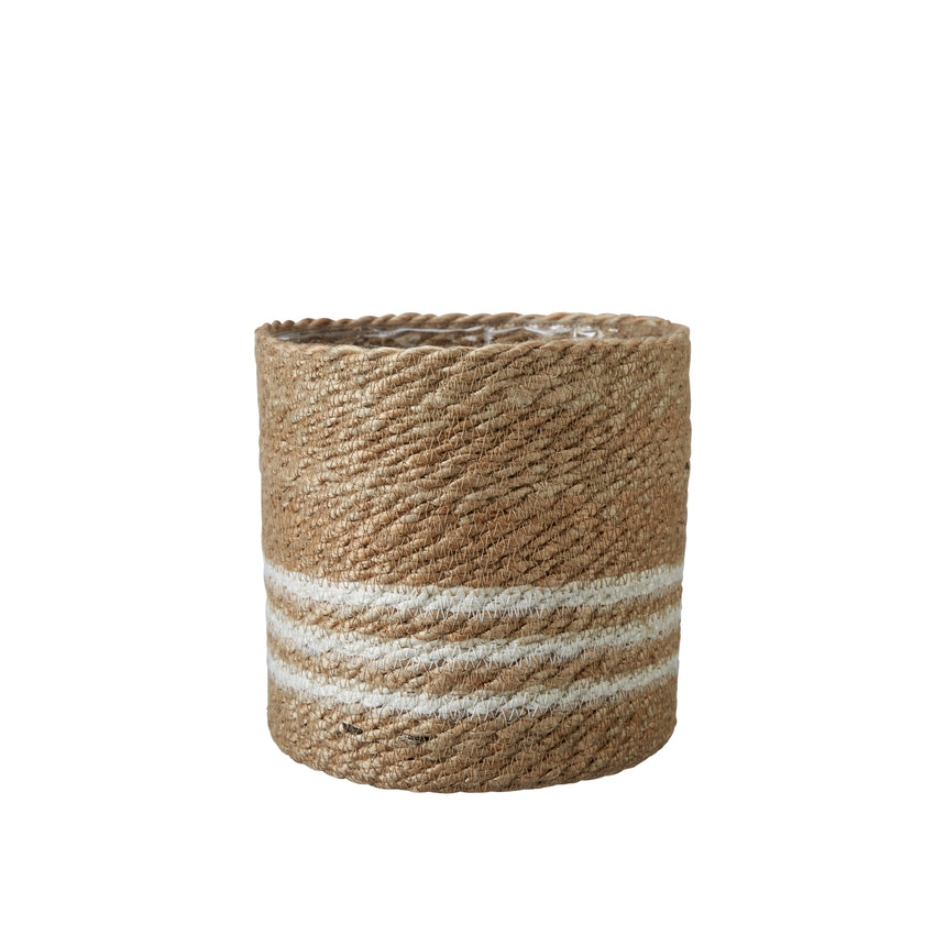 Wikholm Natural Jute Planter, White