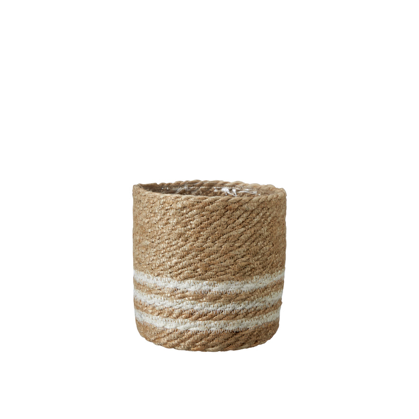 Wikholm Natural Jute Planter, White