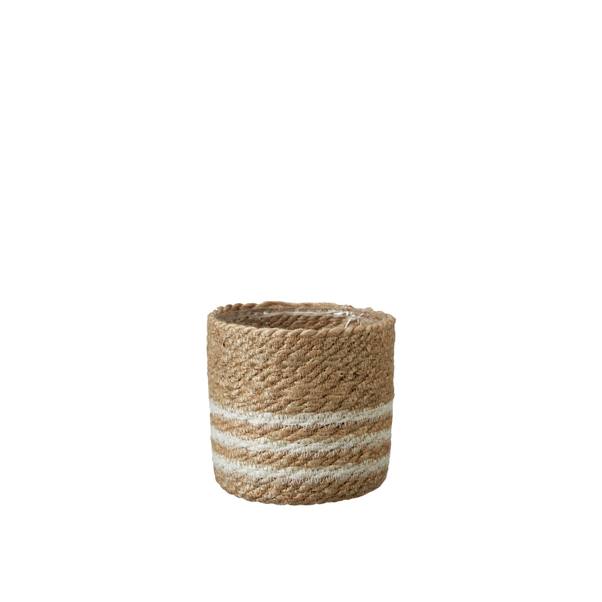 Wikholm Natural Jute Planter, White