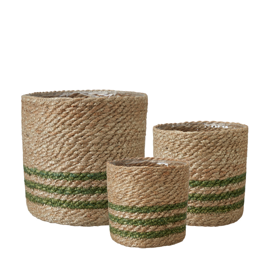 Wikholm Natural Jute Planter, Green