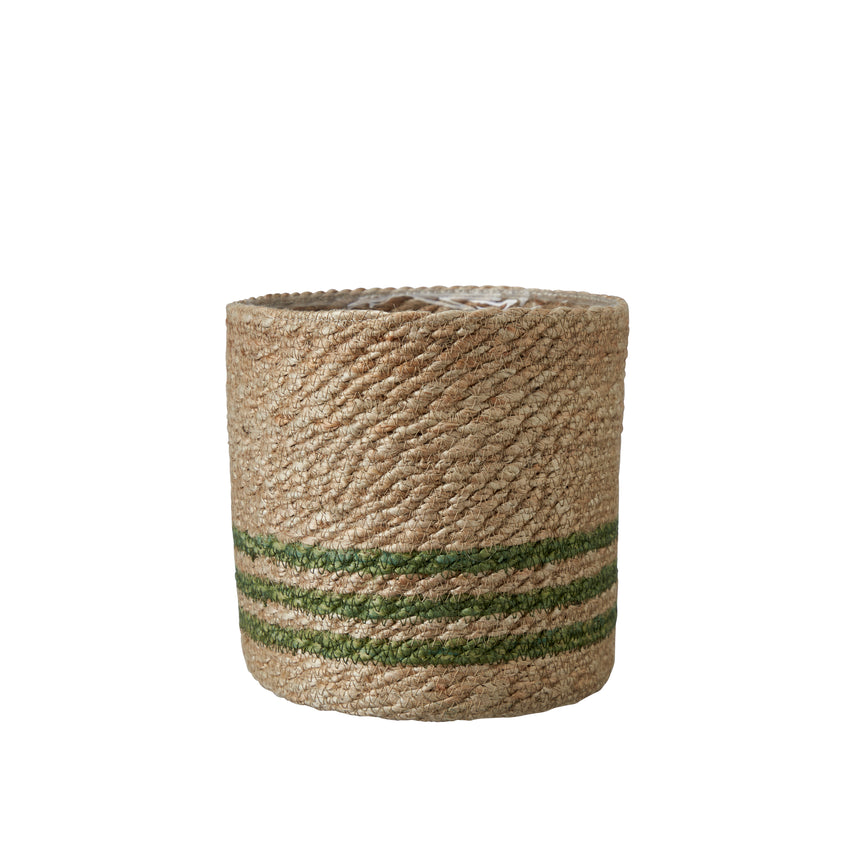 Wikholm Natural Jute Planter, Green