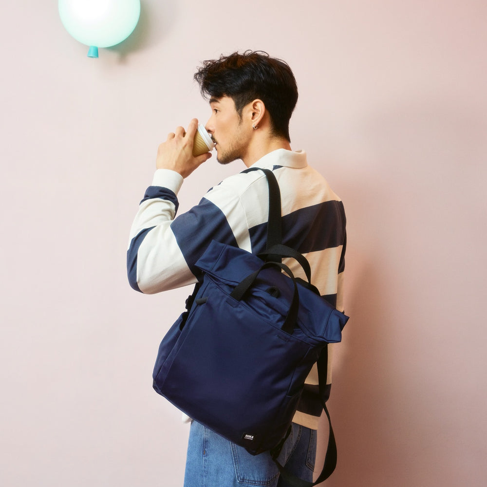 Roka London Black Label, Camden P Rucksack, Midnight  (Sustainable Nylon)