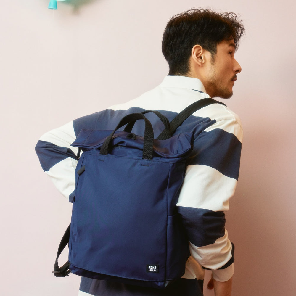 Roka London Black Label, Camden P Rucksack, Midnight  (Sustainable Nylon)
