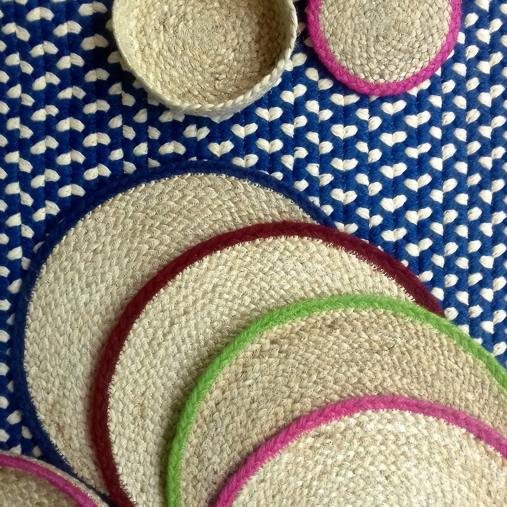 The Braided Rug Company Jute Coasters, Mixed Tulip  (Set Of 6)