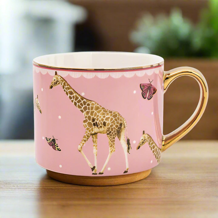 Wild Garden Straight Sided Porcelain Mug, Giraffe