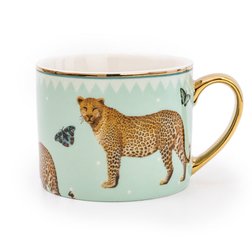 Wild Garden Straight Sided Porcelain Mug, Leopard
