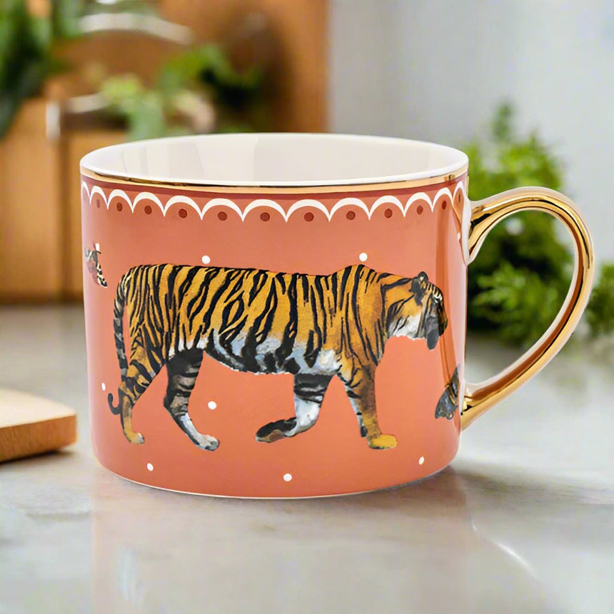 Wild Garden Straight Sided Porcelain Mug, Tiger