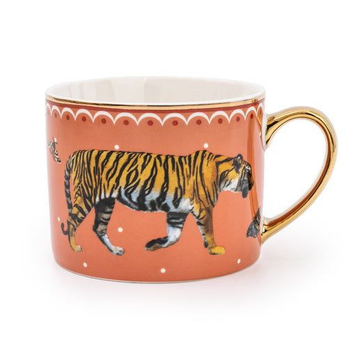 Wild Garden Straight Sided Porcelain Mug, Tiger