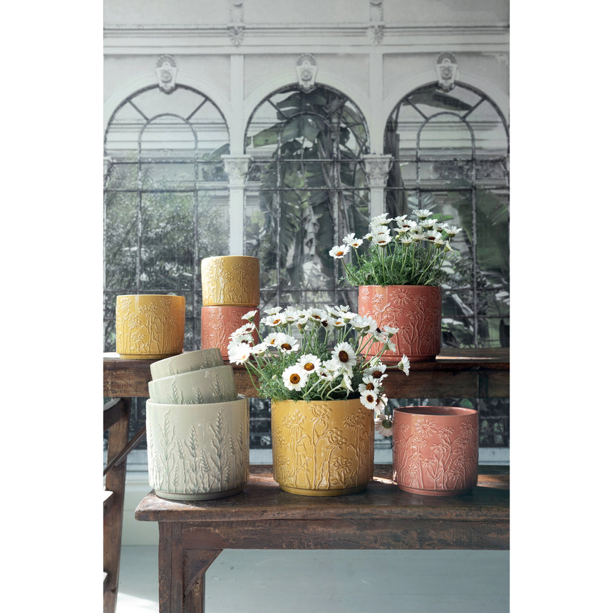 Wikholm Gunnel Ceramic Plant Pot, Yellow