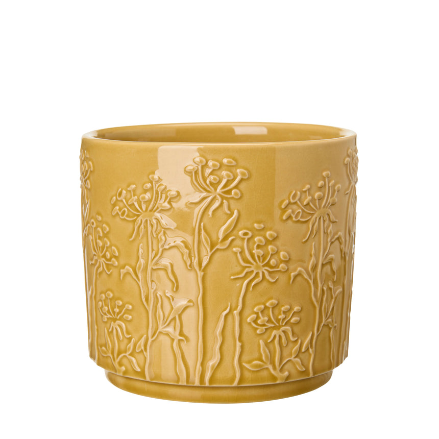 Wikholm Gunnel Ceramic Plant Pot, Yellow