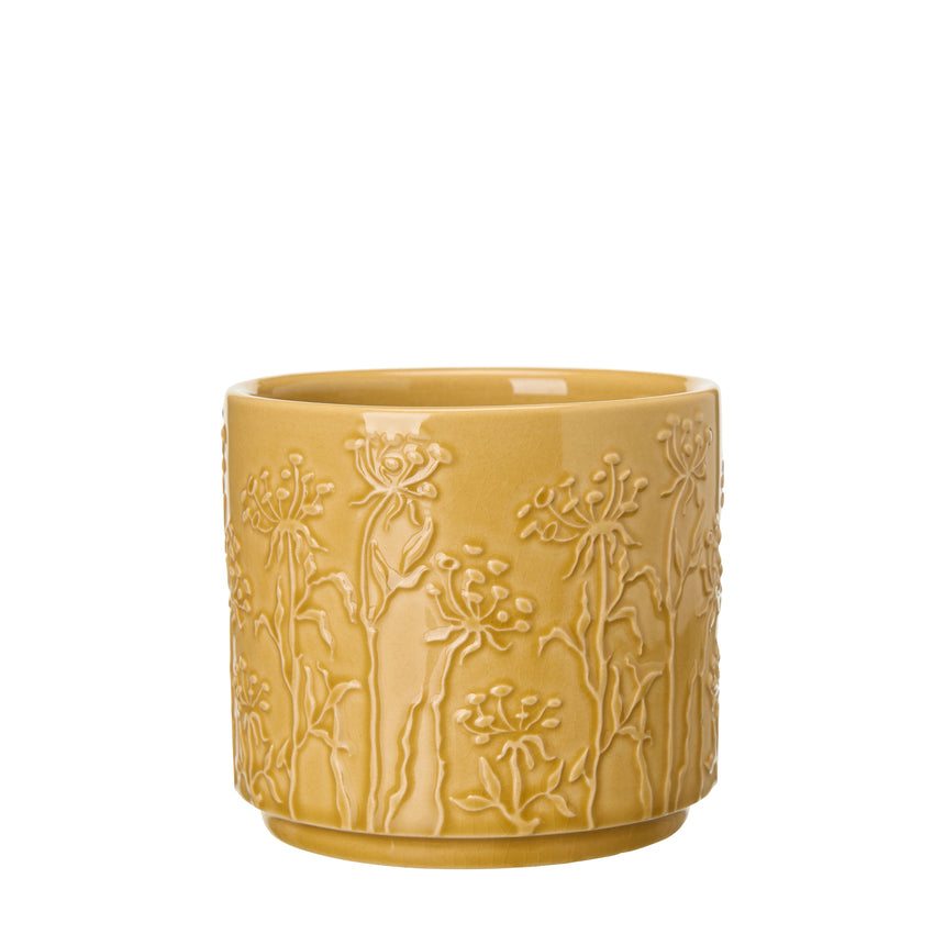 Wikholm Gunnel Ceramic Plant Pot, Yellow
