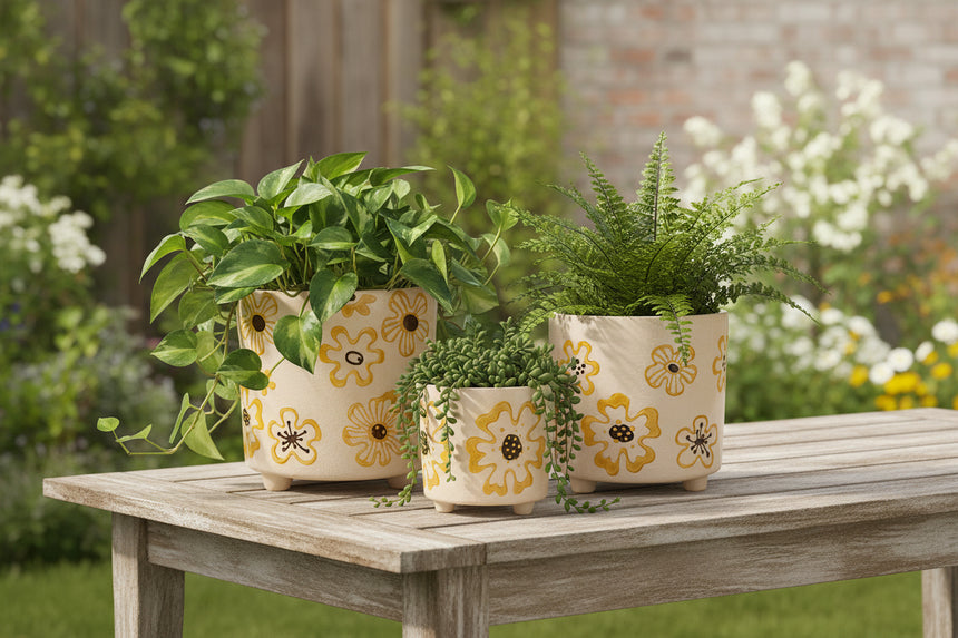 Wikholm Rakel Ceramic Plant Pot, Yellow