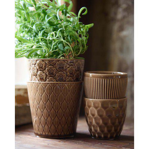 Wikholm Majken Ceramic Mini Plant Pots, Brown  (Set Of 3)