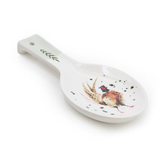 Rustic Country Ceramic Spoon Rest, Pheasant