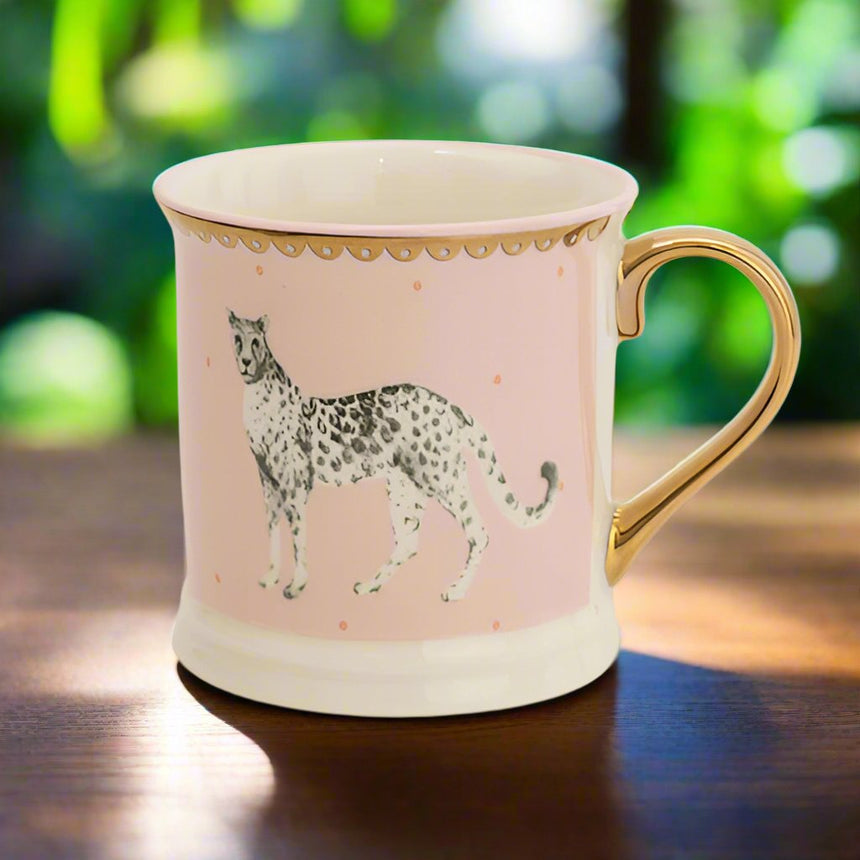 Wild Garden Tankard Porcelain Mug, Cheetah