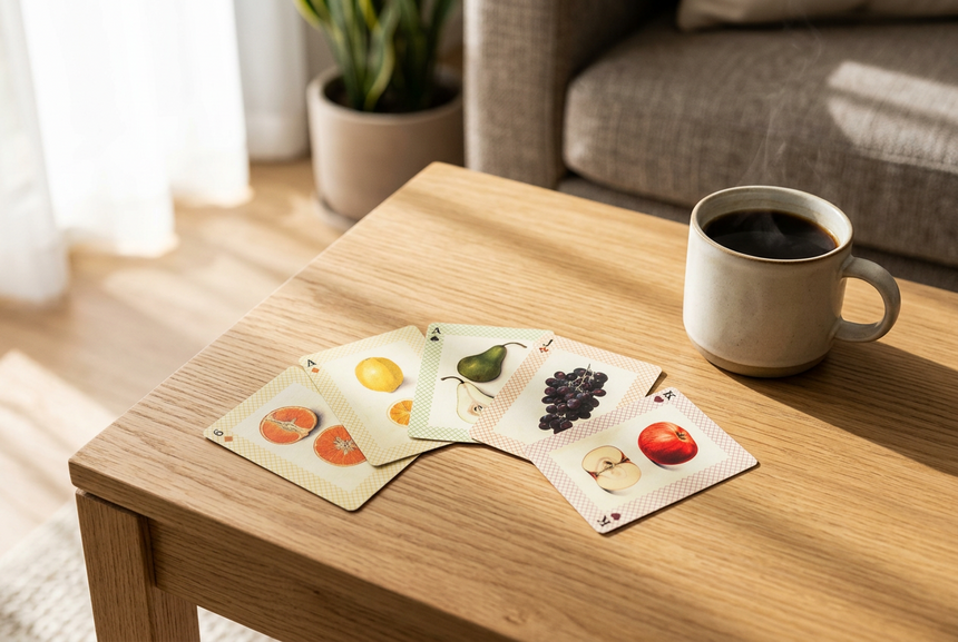 Roomytown Single Playing Card Deck, Watercolour Fruits