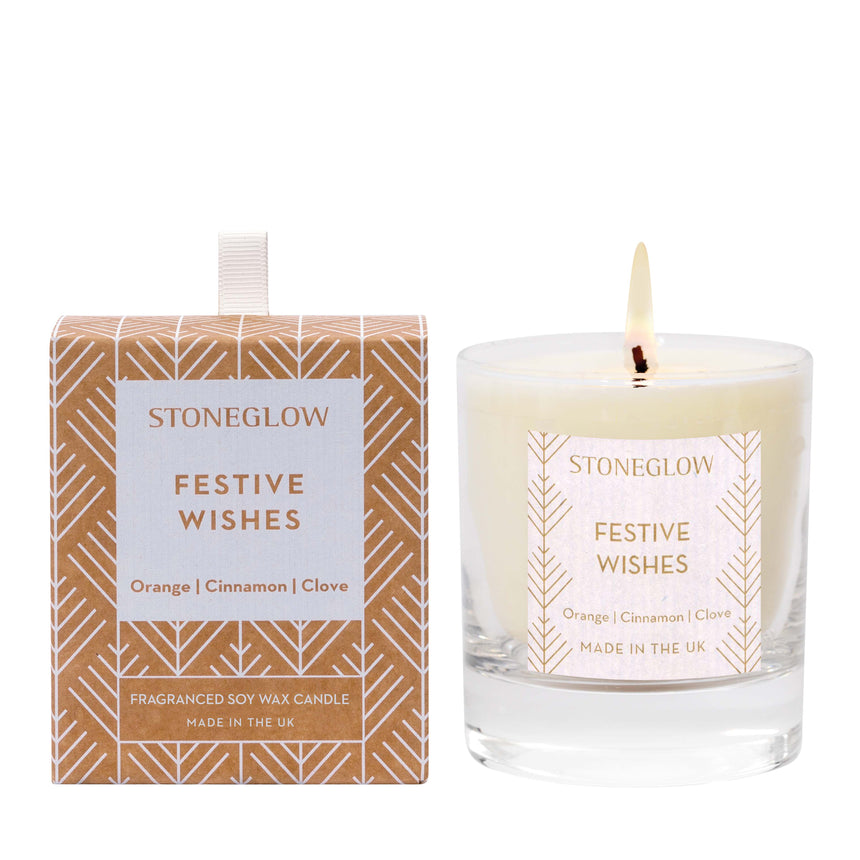 Stoneglow Festive Wishes Scented Candle, Orange & Cinnamon