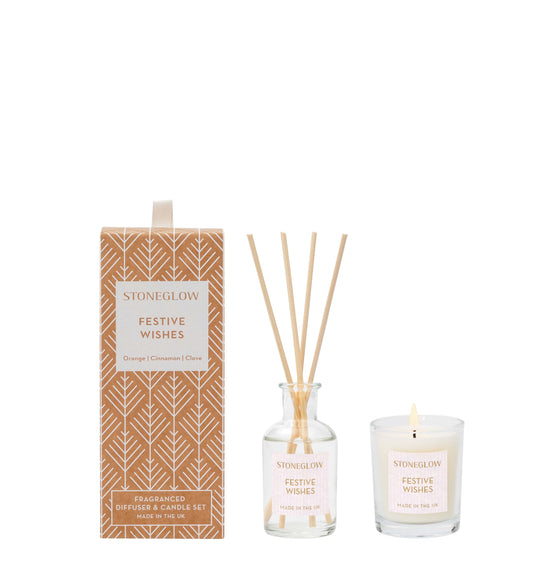 Stoneglow Festive Wishes Scented Gift Set ( Scented candle & reed diffuser)