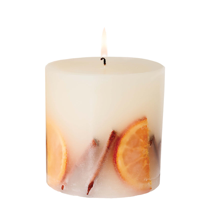 Stoneglow Festive Wishes Pillar Scented Candle, Orange & Cinnamon