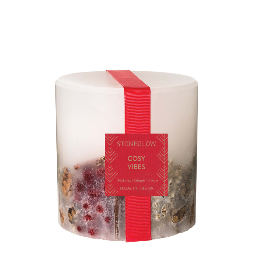 Stoneglow Cosy Vibes Pillar Scented Candle, Nutmeg & ginger