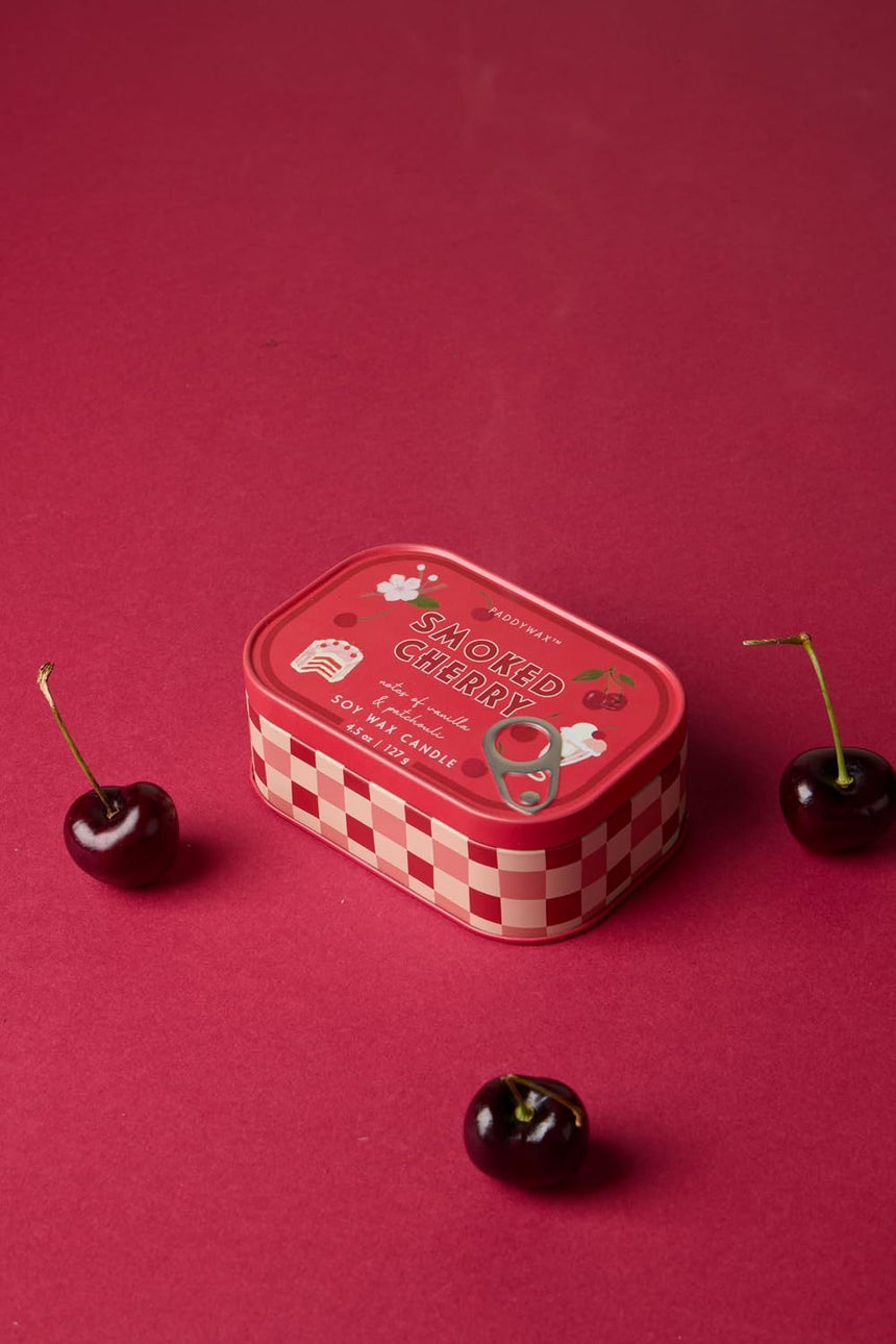 Paddywax Bistro Smoked Cherry Scented Tin Candle, Vanilla & Patchouli