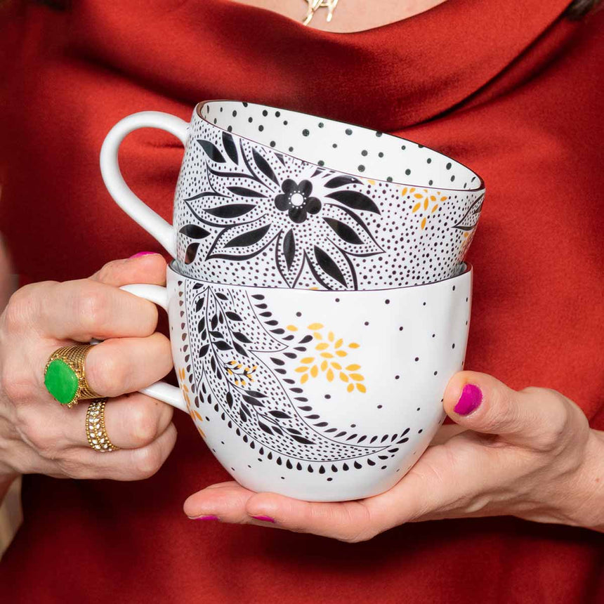 Sara Miller Artisan Noir Mug, Lotus