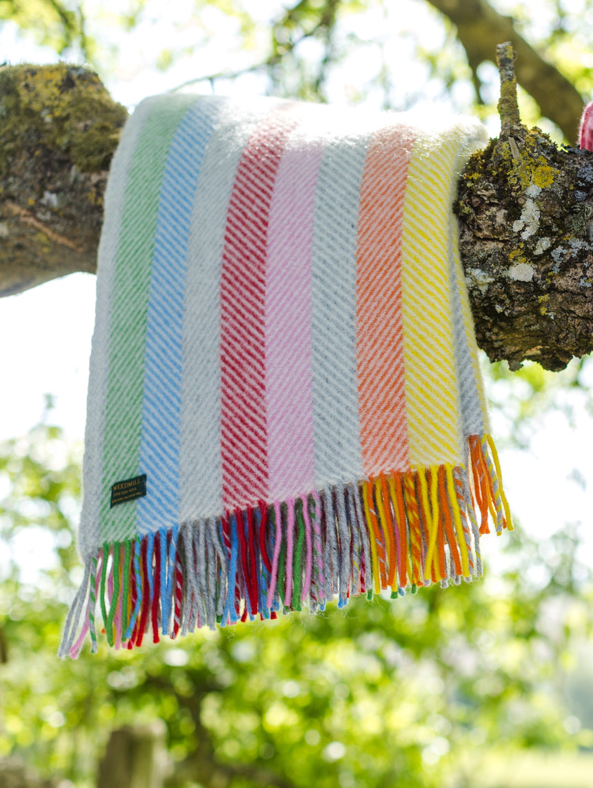 Tweedmill  Pure New Wool Throw, Stripe Rainbow