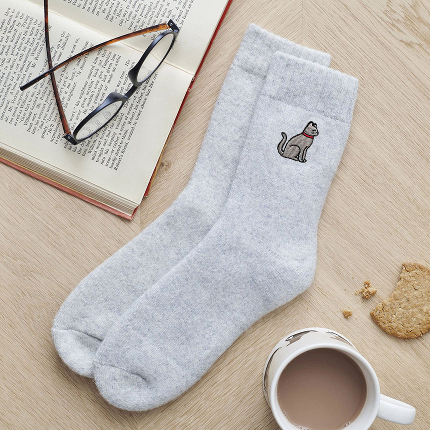 Sweet William Grey Cat Wool Socks