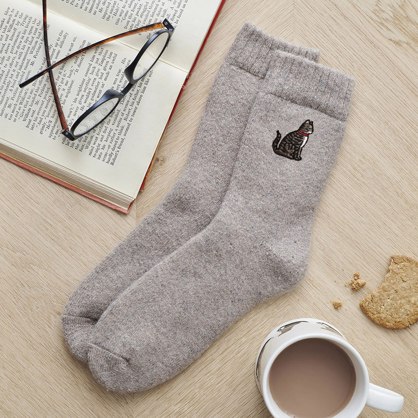Sweet William Tabby Cat Wool Socks