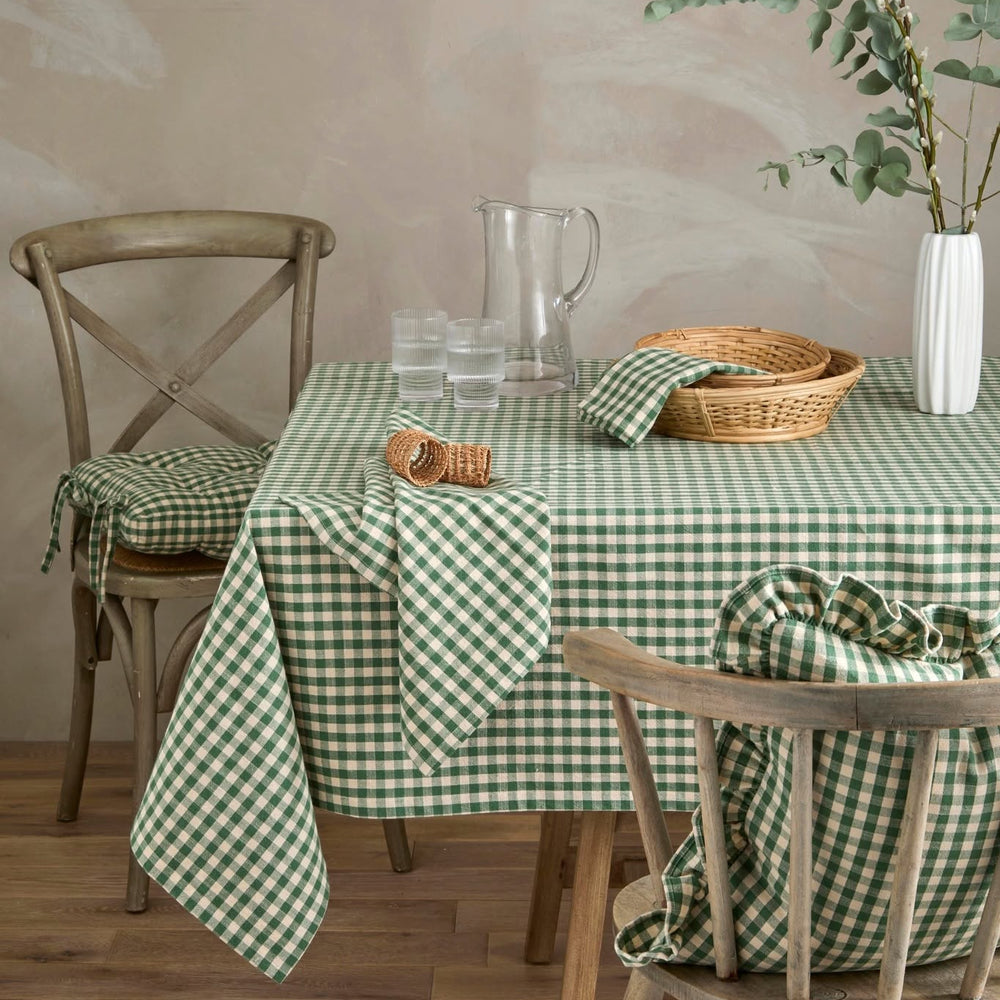 Walton & Co Gingham Cotton Tablecloth,  Foliage Green
